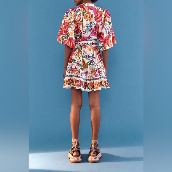 FARM Rio | White Spring Bananas Mini Dress | Multicolor, Size M - Picture 2 of 8